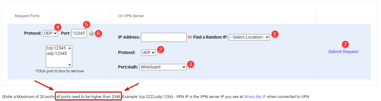 !Request New Port Forward WireGuard